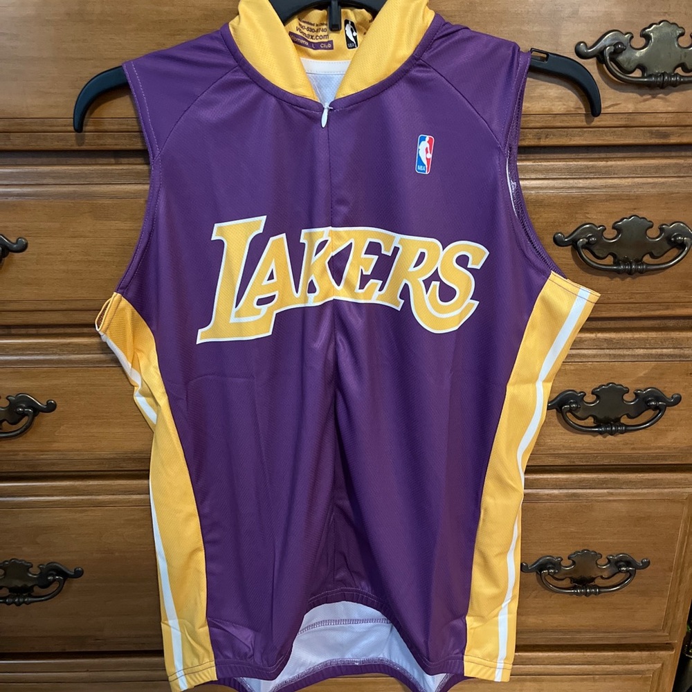 NBA Los Angeles Lakers Womens Zip Up Sleeveless Away Cycling Jersey